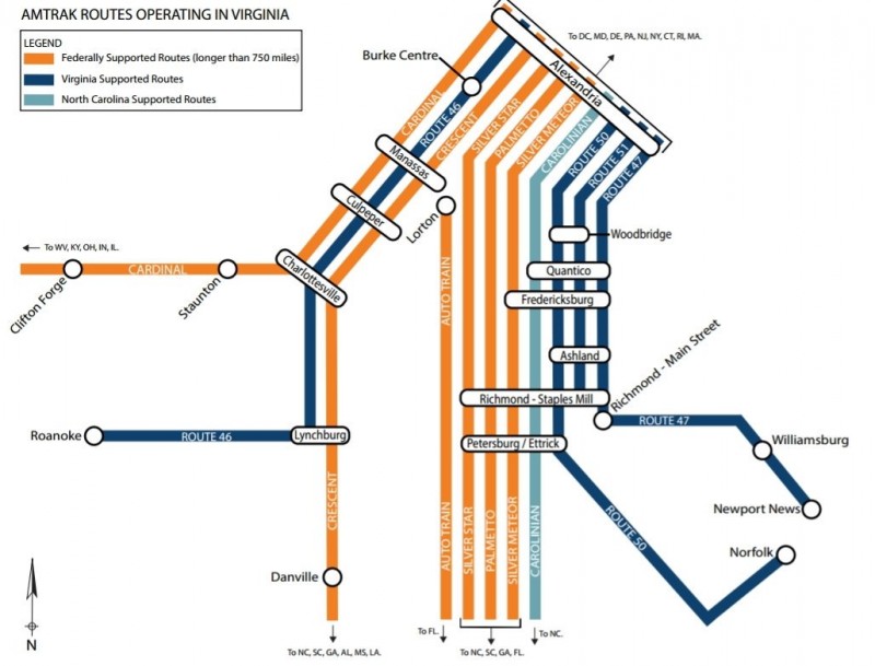 Amtrak Route Map Virginia Virginia has a subway style Amtrak map – Greater Greater Washington