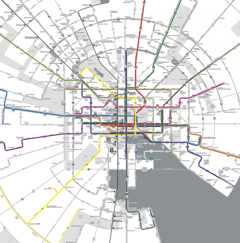 houston metro bus map The Map For Baltimore S New Bus System Is Positively Radiant houston metro bus map