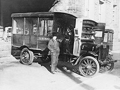 Postmaster General examines new bandit proof truck 1925