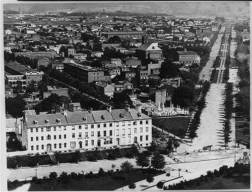 View down Pennsylvania Avenue from the U.S. Capitol, Washington, D.C., with Carroll Row on the left