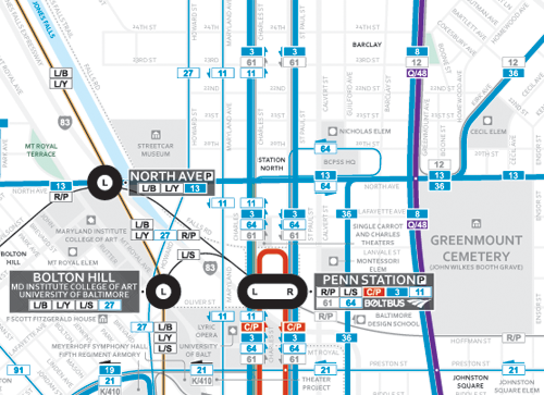 Penn Station Baltimore Map New frequent transit map makes navigating Baltimore easier 
