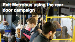 Exit Metrobus using the rear door campaign