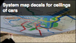 System map decals for ceilings of rail cars