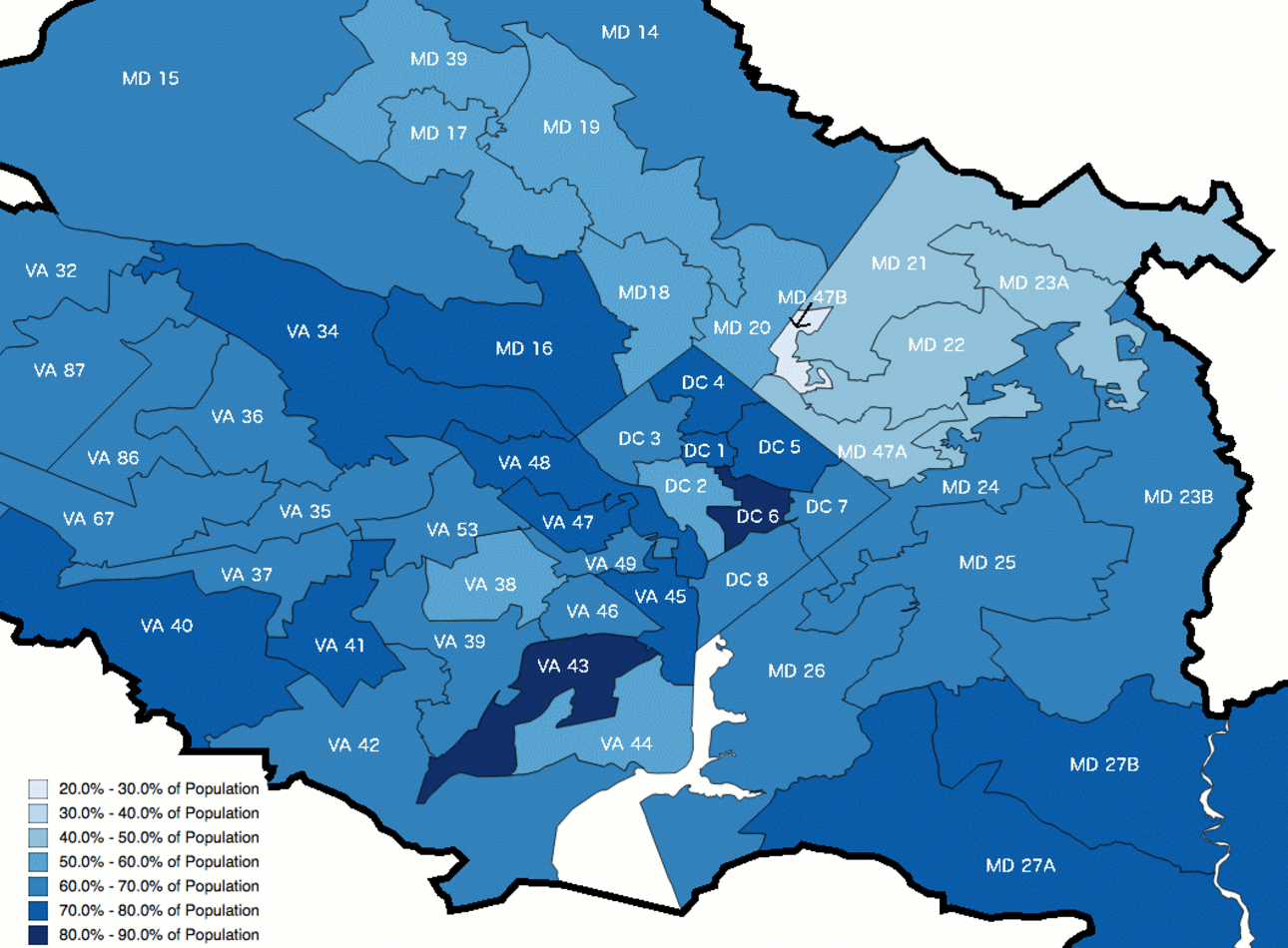 This map shows what percentage of our region’s population is registered ...