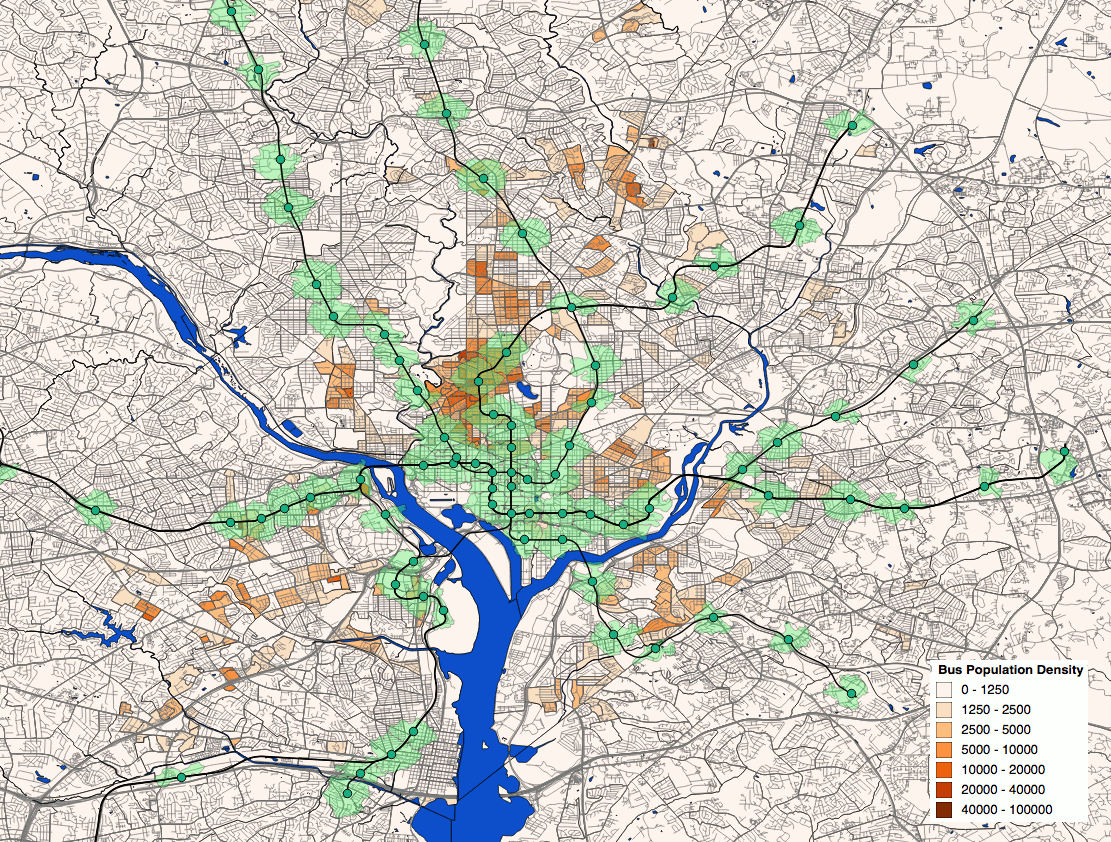 Big Bus Washington Dc Map This map shows where the most bus riders live and how close they 