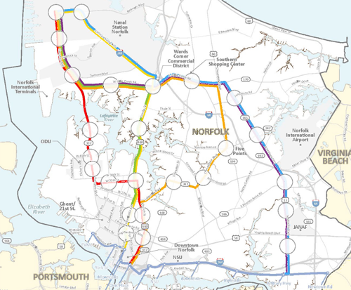 norfolk light rail route map