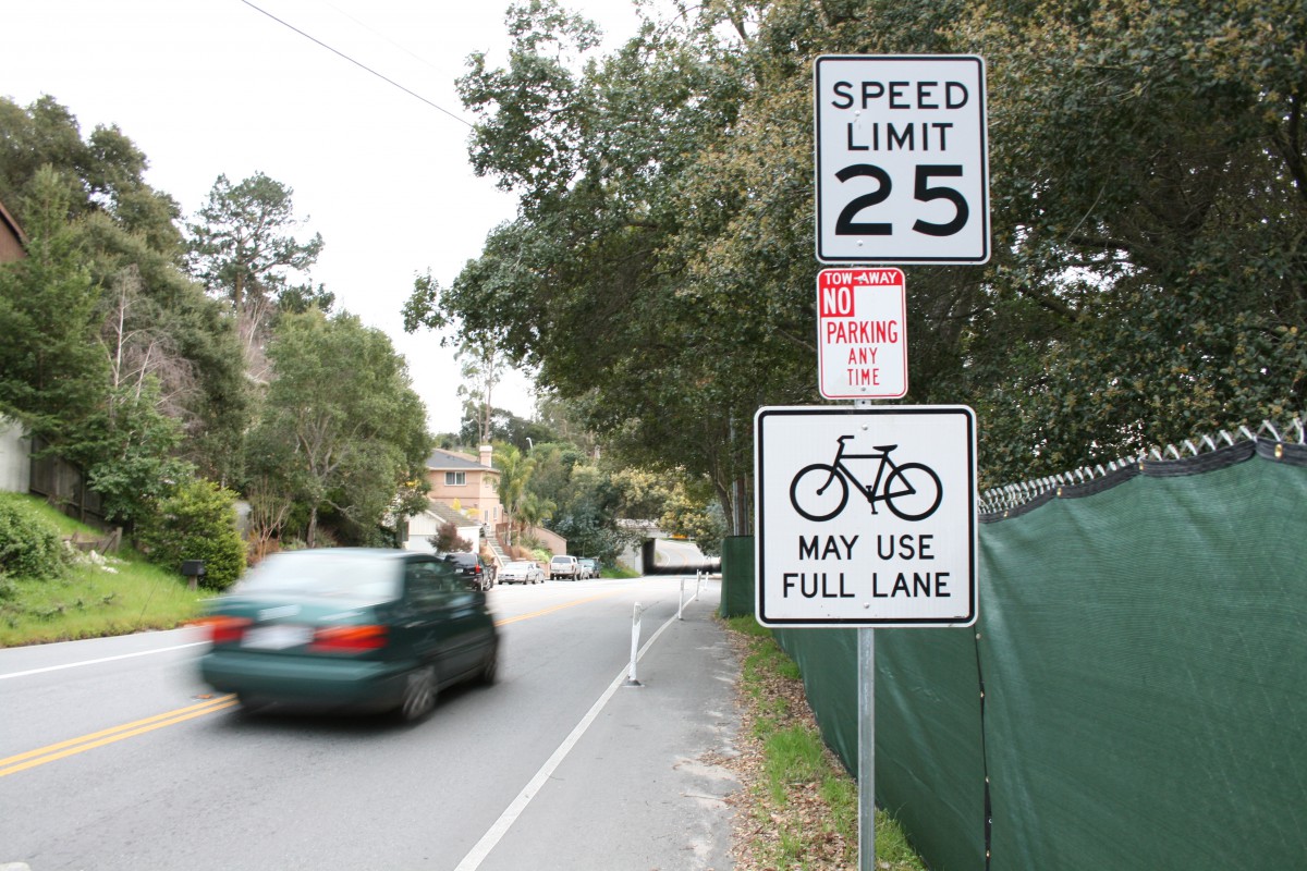 bicycles may use full lane