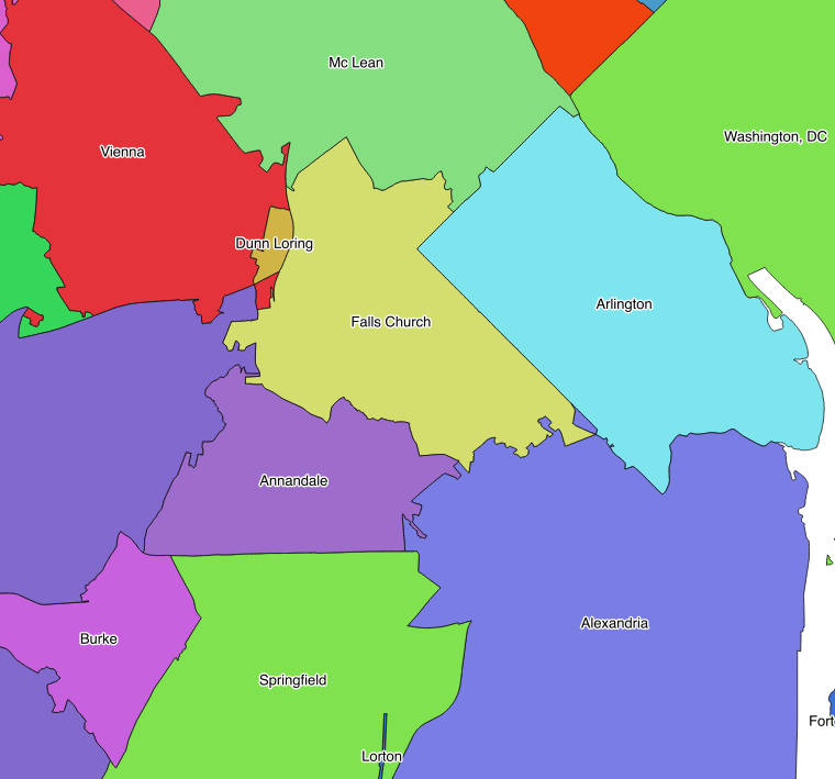 Northern Virginia Zip Code Map Many people use ZIP codes to determine place names. Here's why 