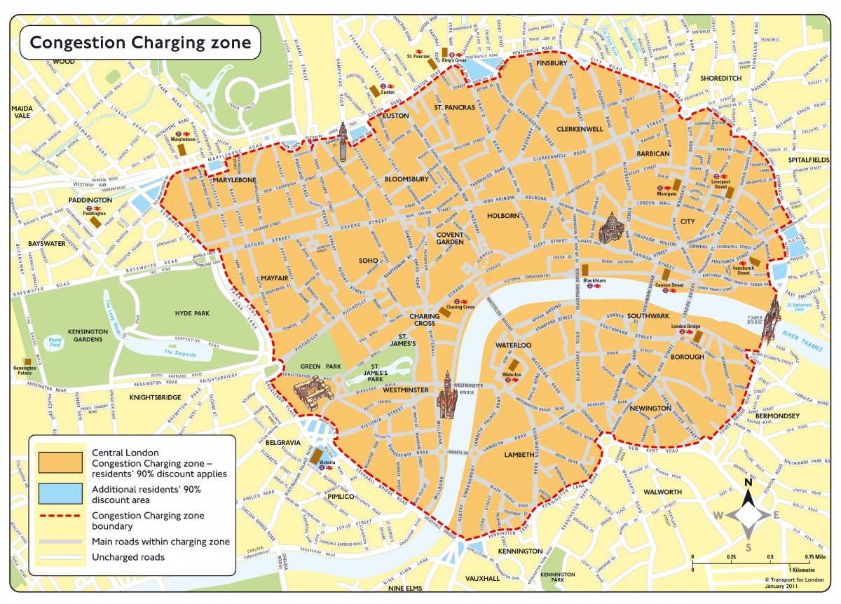 National Links Sticks Not Carrots Get People Out Of Cars Greater   Congestion Charge Zone Map 